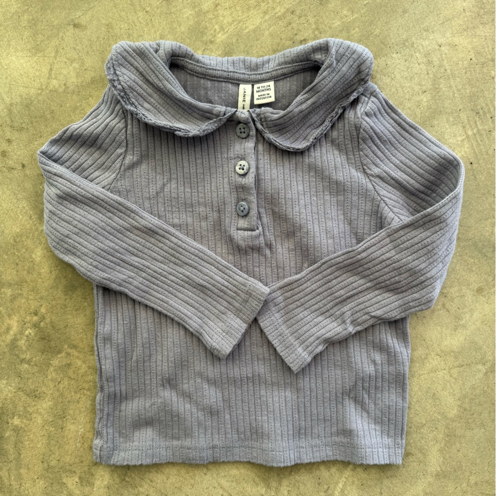 Periwinkle Blue Collared Button Long Sleeve Shirt — 100% Cotton